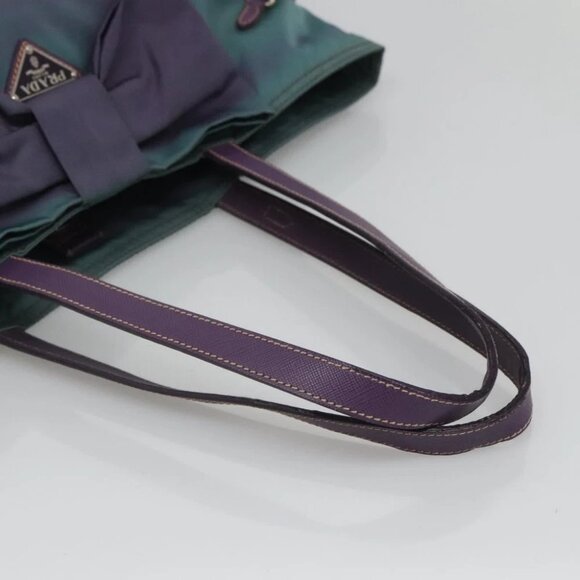 PRADA Tote Bag Nylon Turquoise Blue Silver Auth bs26897 - Picture 8 of 15